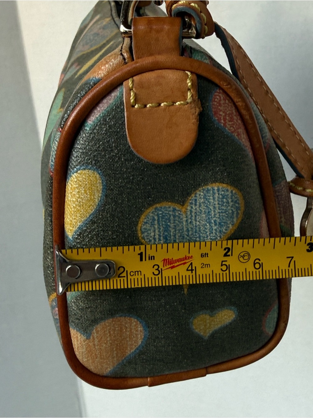 Dooney & Bourke Crayon Hearts Mini Barrel Handbag Bag Charm Black Multicolor - Picture 11 of 11